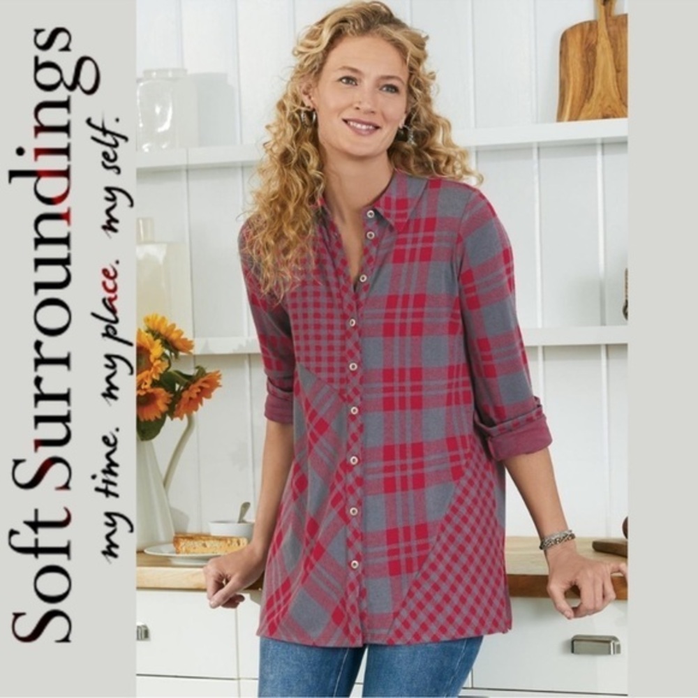 Soft Surroundings Oversized Paramour Plaid Top